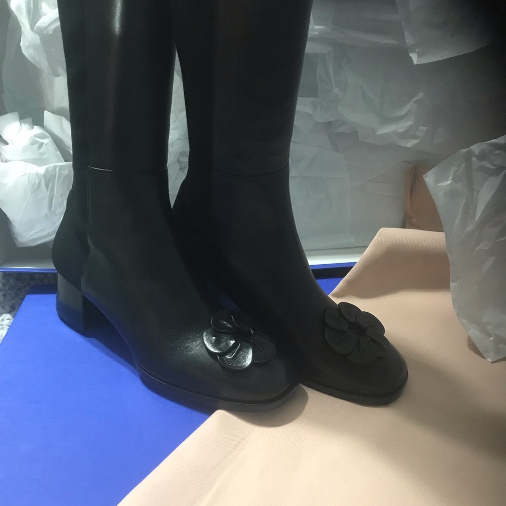 New Stuart Weitzman Black Over-the-Knee Leather Boots - Picture 15 of 16